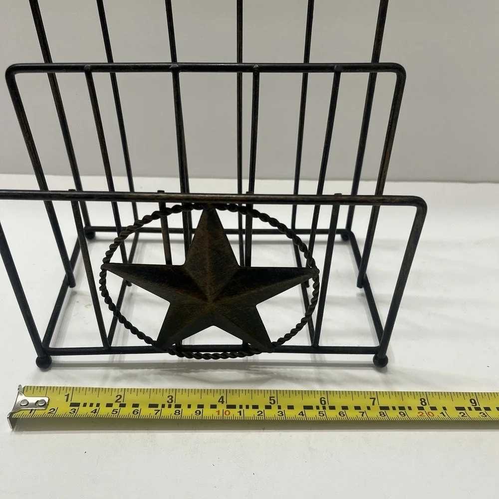 Rustic Western Style Napkin/Letter Holder Antiqued Metal Farmhouse Texas Star
